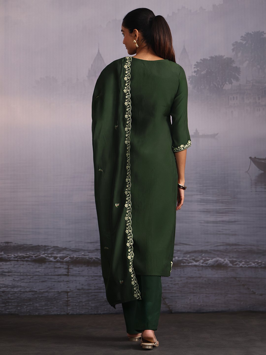 Green Embroidered Kurta Set