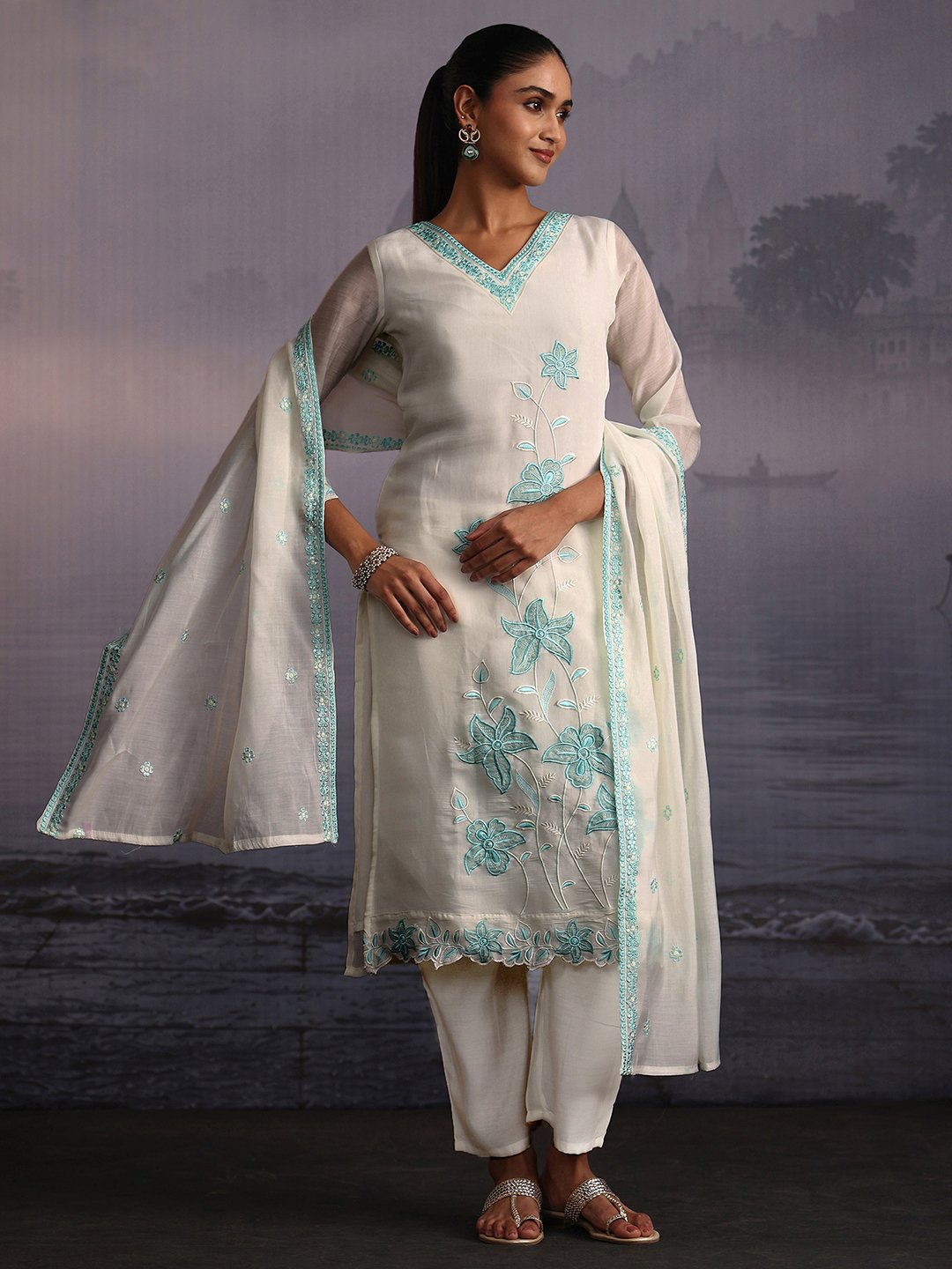 White Embroidered Kurta Set