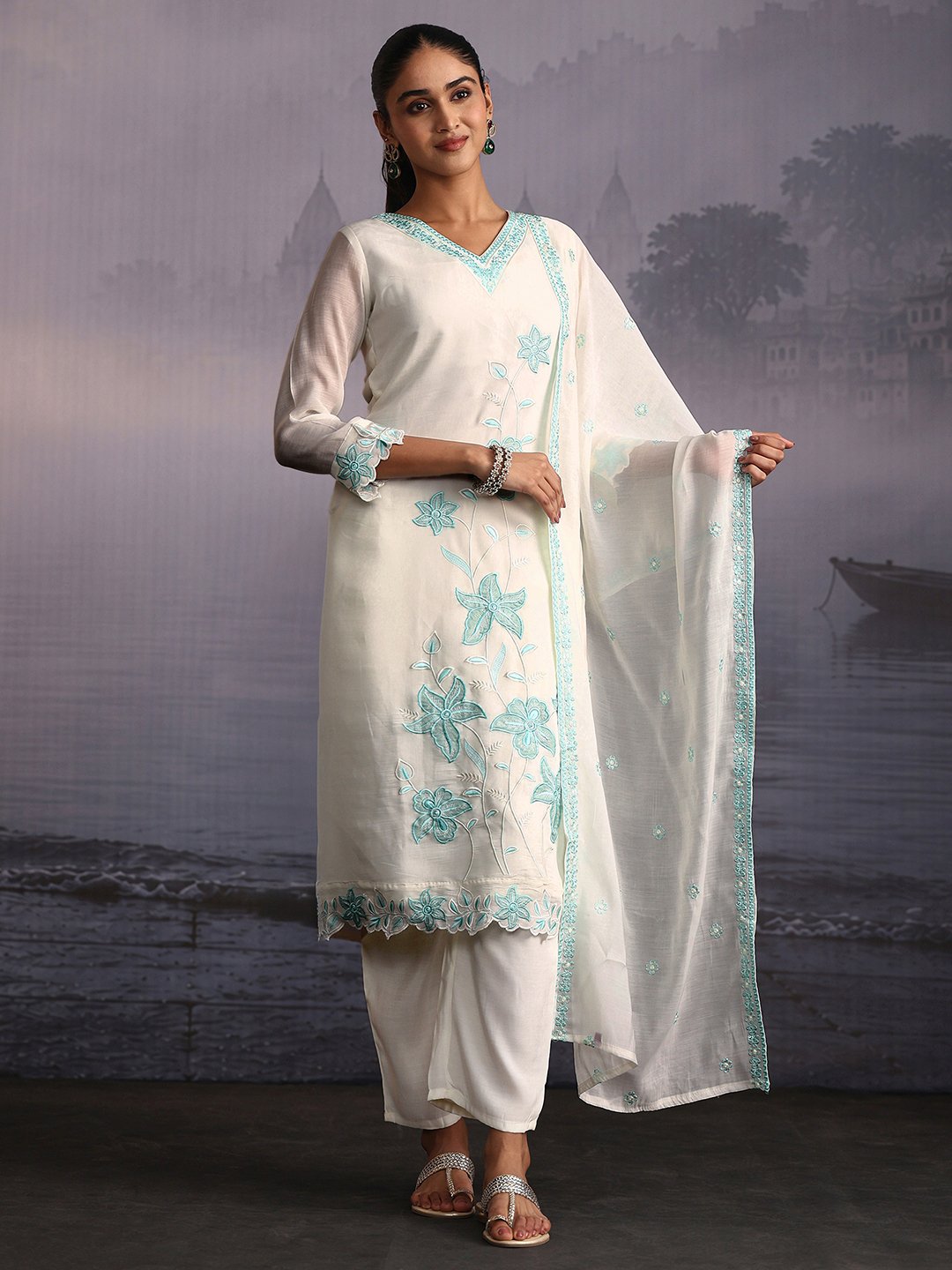 White Embroidered Kurta Set