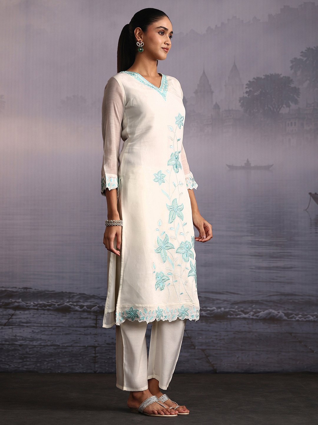 White Embroidered Kurta Set