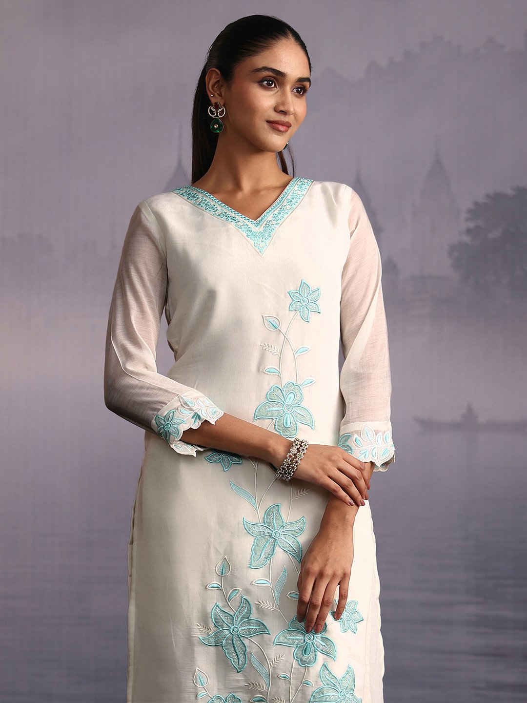 White Embroidered Kurta Set