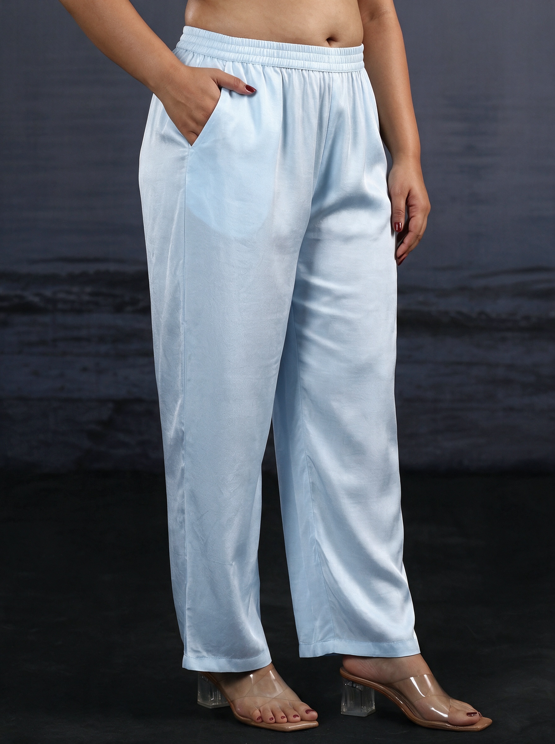 Blue Printed Top and Trousers Set