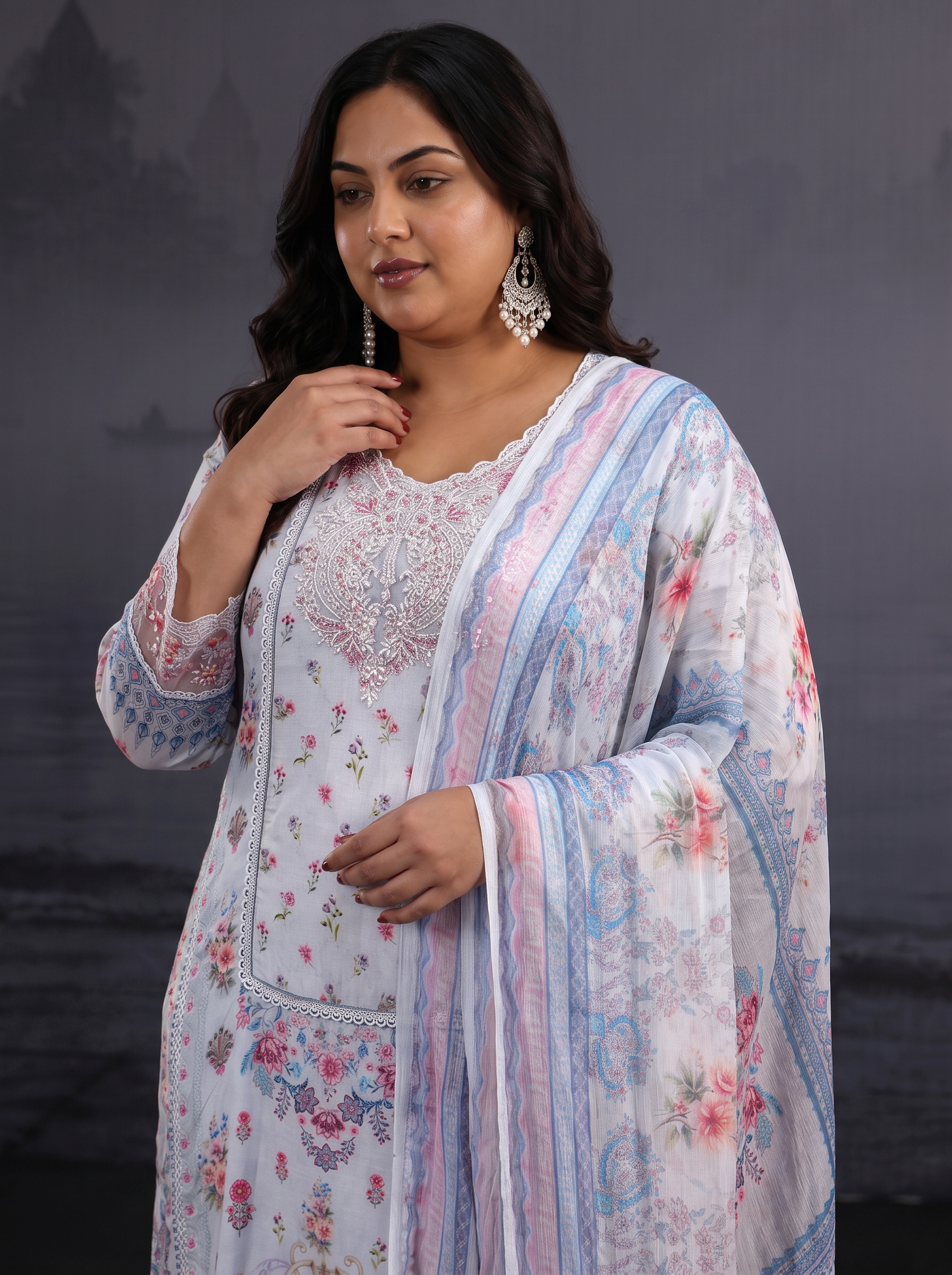 Blue Printed Top and Trousers Set