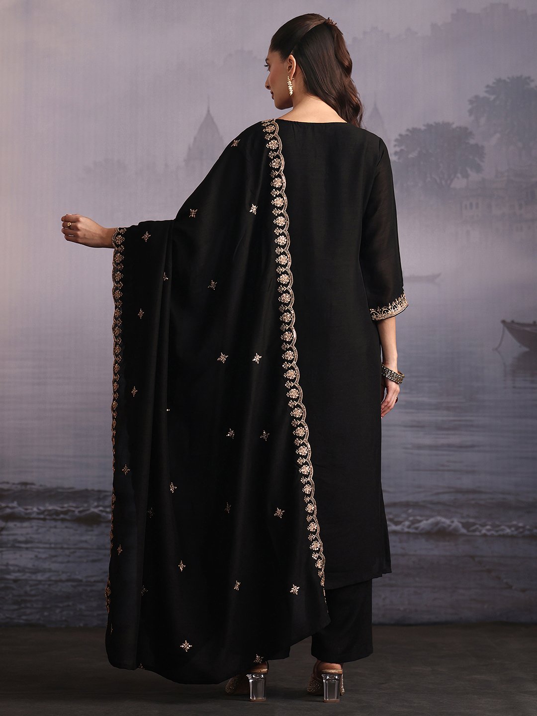 Black Embroidered Kurta Set