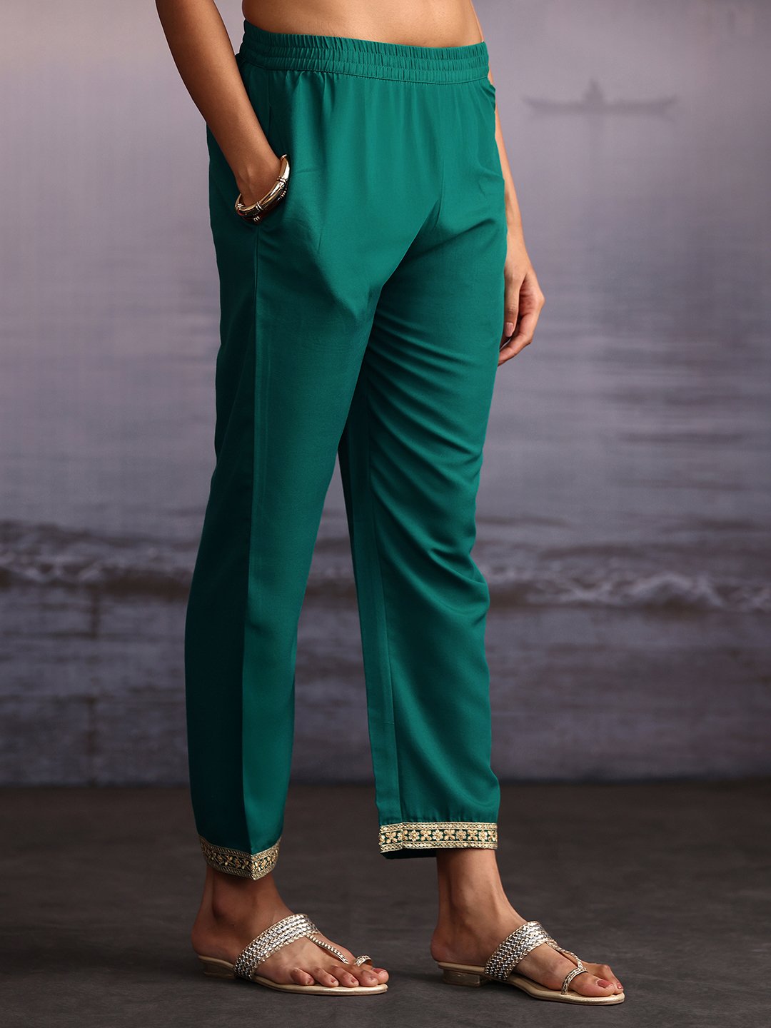 Green Embroidered Kurta Set