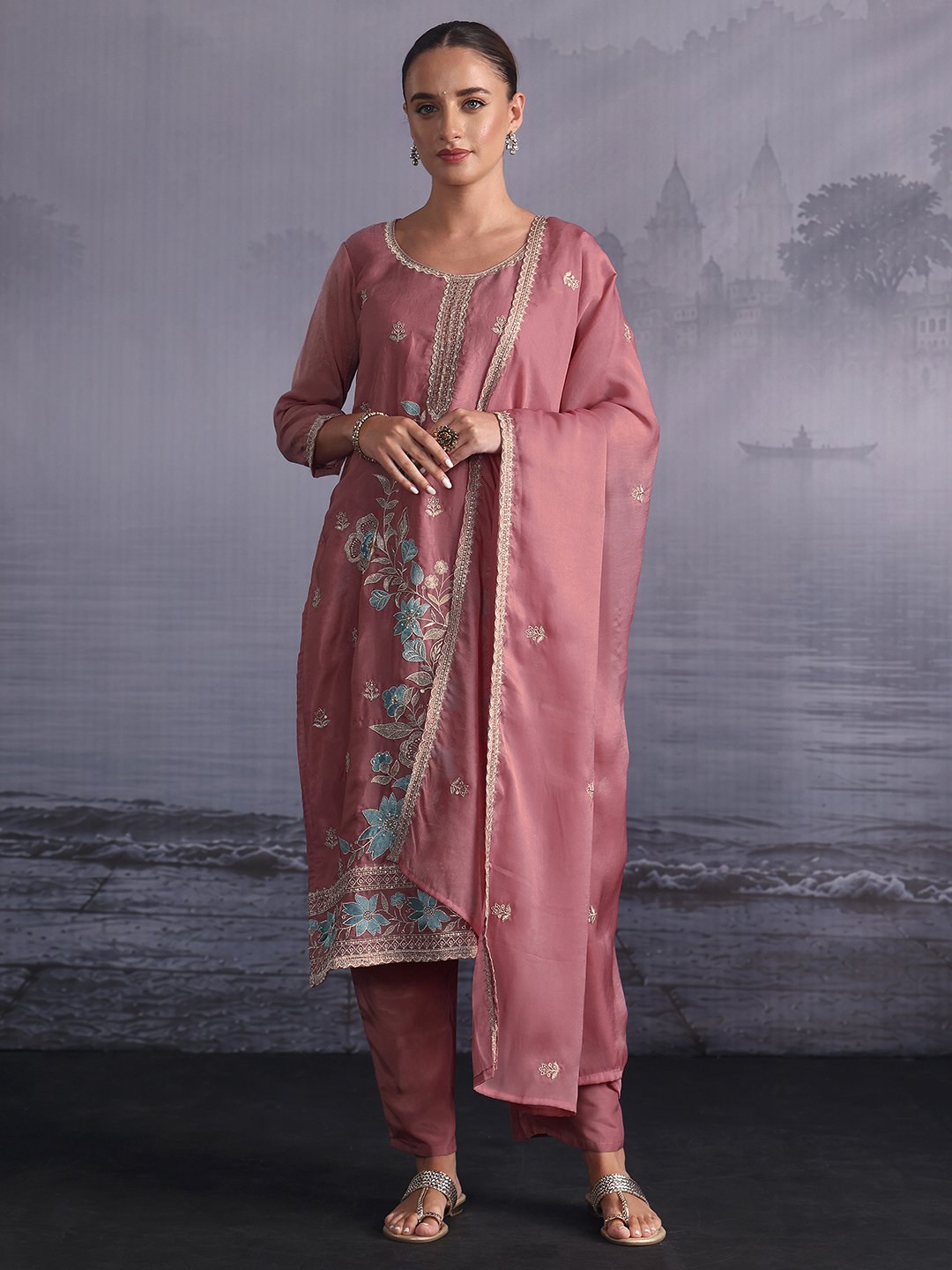 Pink Embroidered Kurta Set