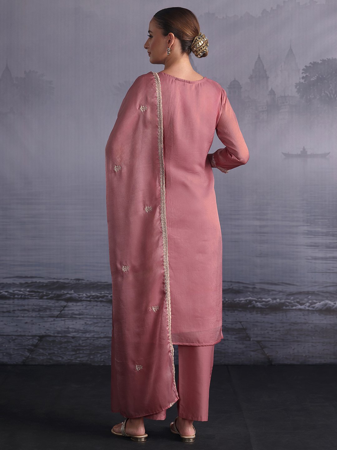 Pink Embroidered Kurta Set