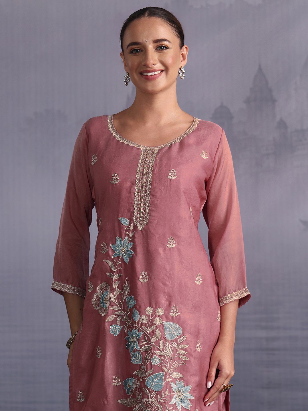 Pink Embroidered Kurta Set