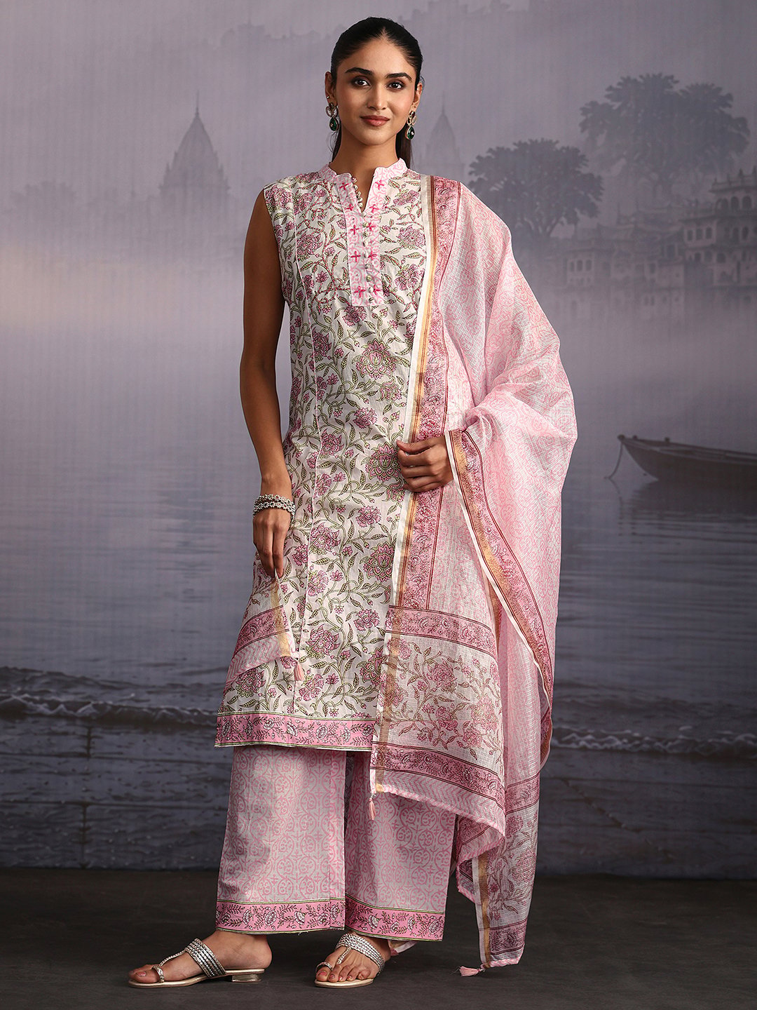 Pink Printed Kurta Set