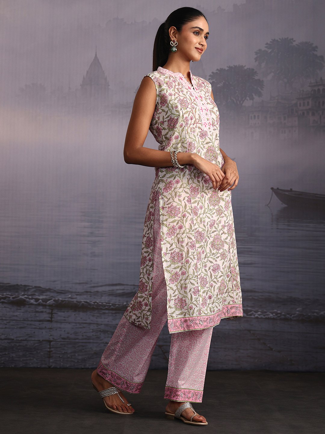 Pink Printed Kurta Set