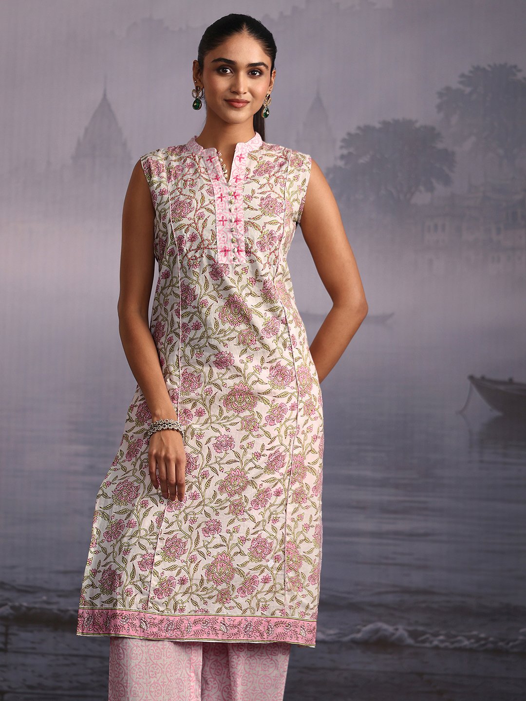 Pink Printed Kurta Set
