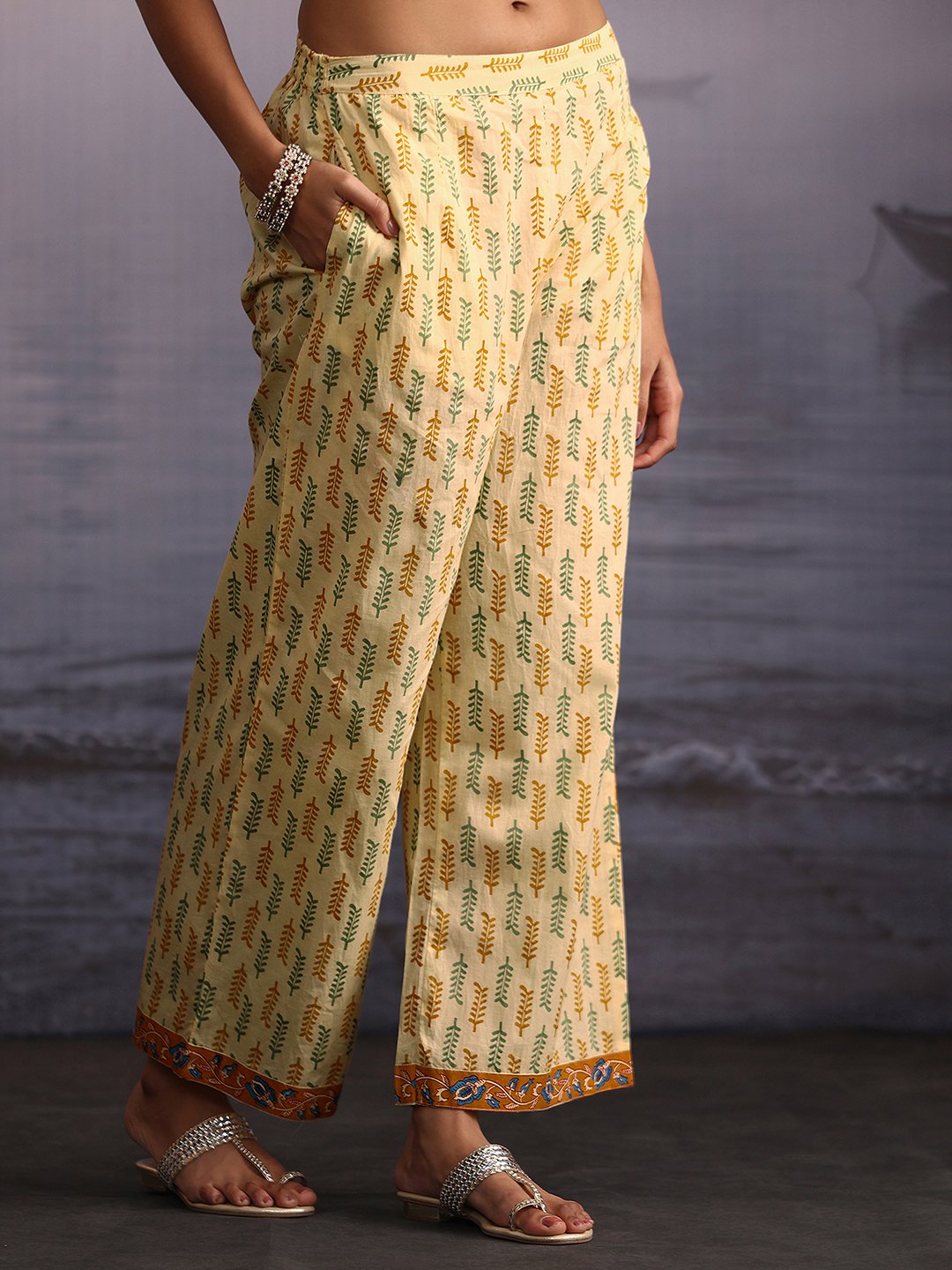 Yellow Printed Kurta Set