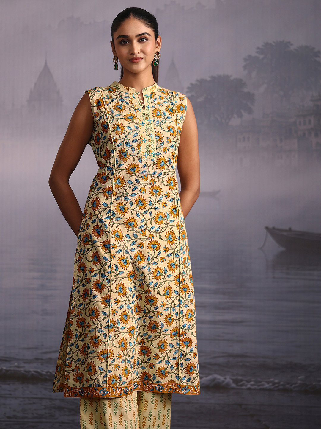 Yellow Printed Kurta Set