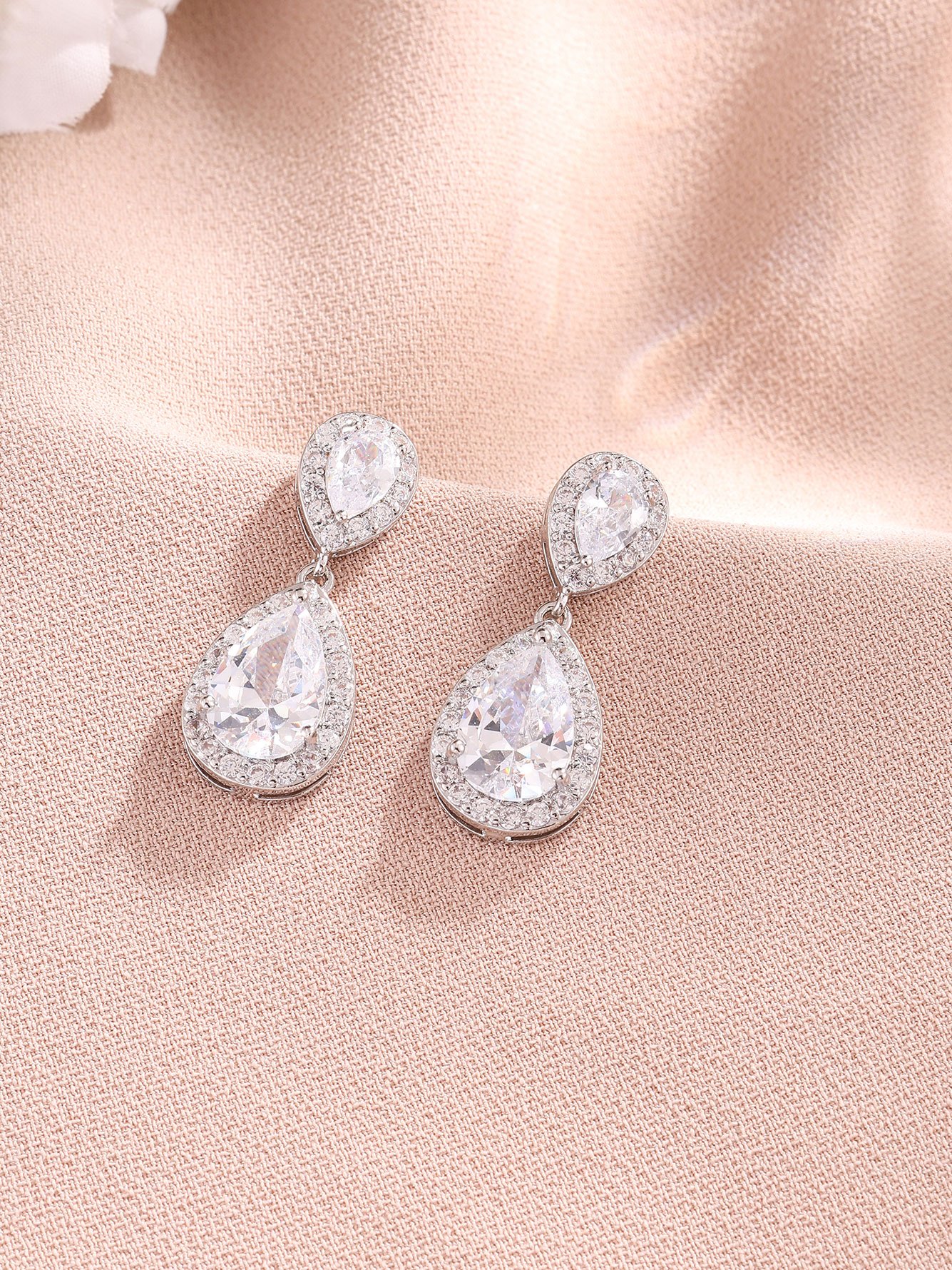 Silver Rhinestone Danglers Earrings