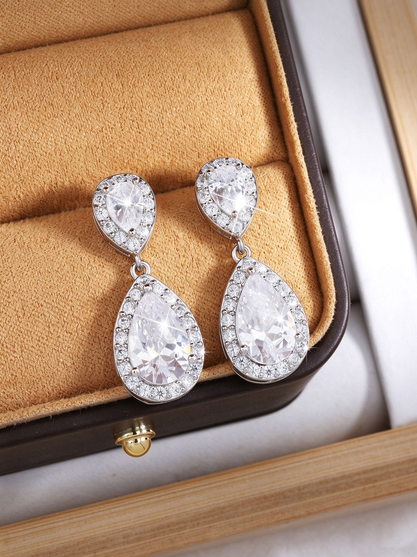 Silver Rhinestone Danglers Earrings