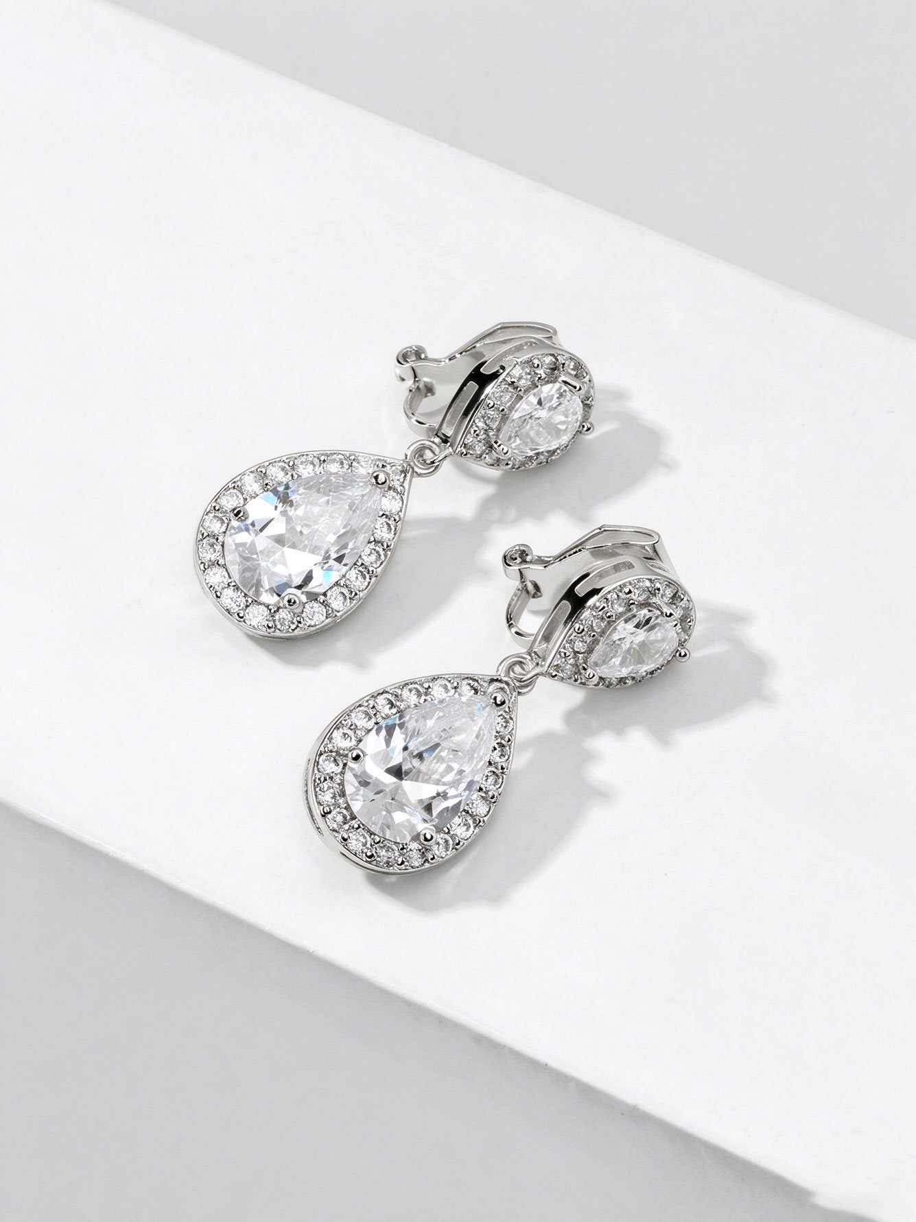 Silver Rhinestone Danglers Earrings