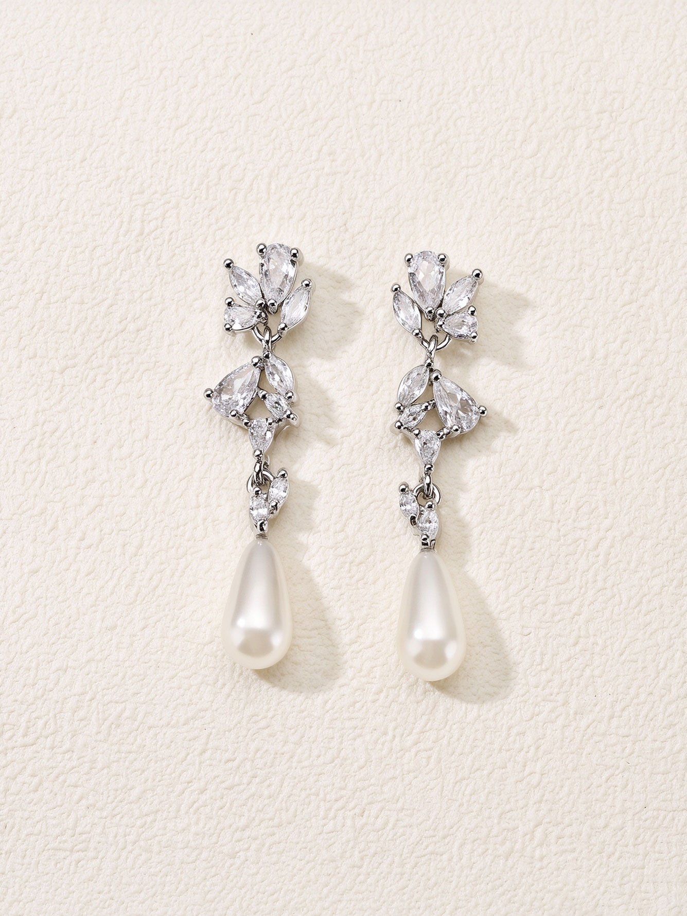Silver Pearl Danglers Earrings