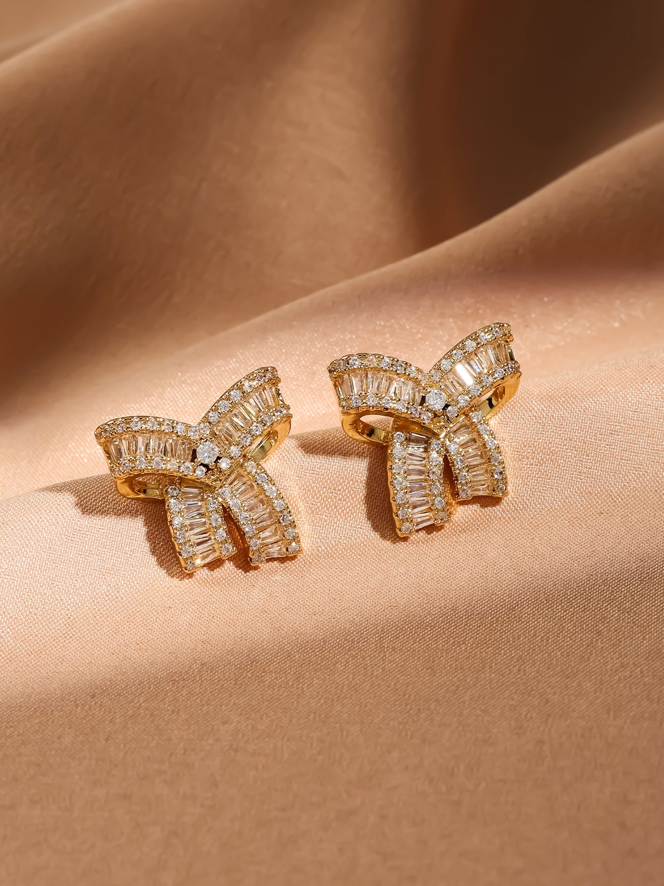 Gold Bow Stud Earrings