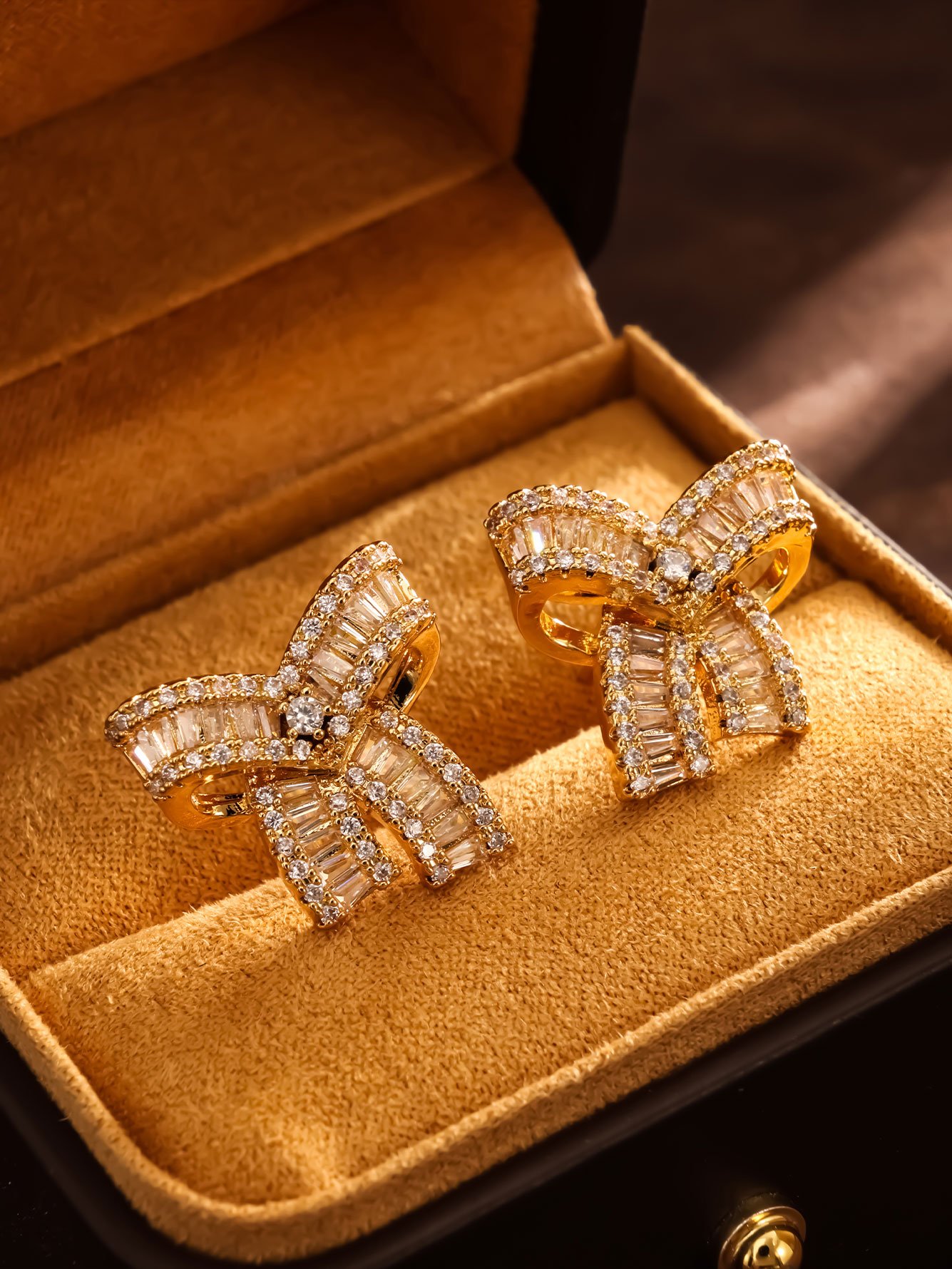 Gold Bow Stud Earrings