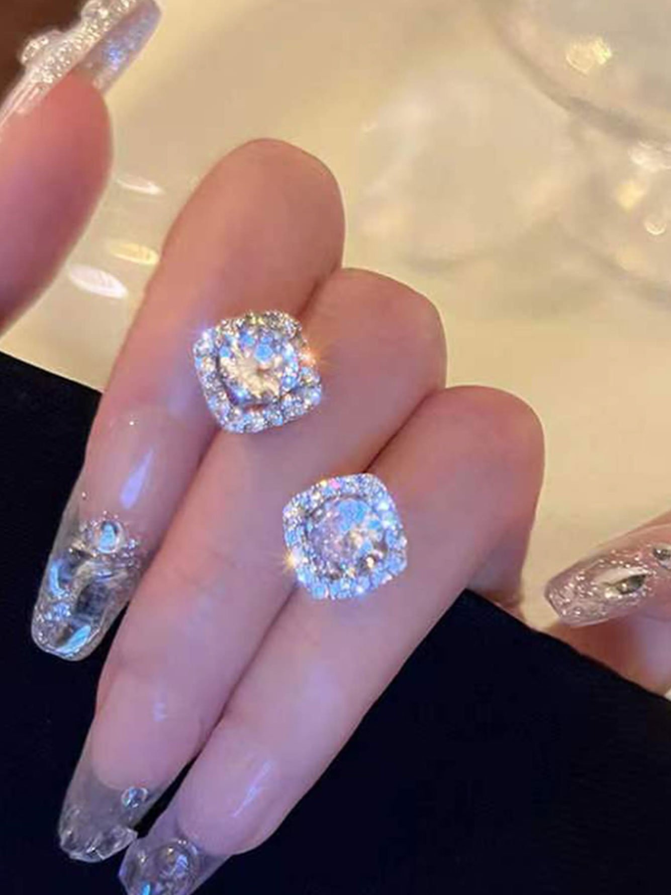 Silver Crystal Stud Earrings