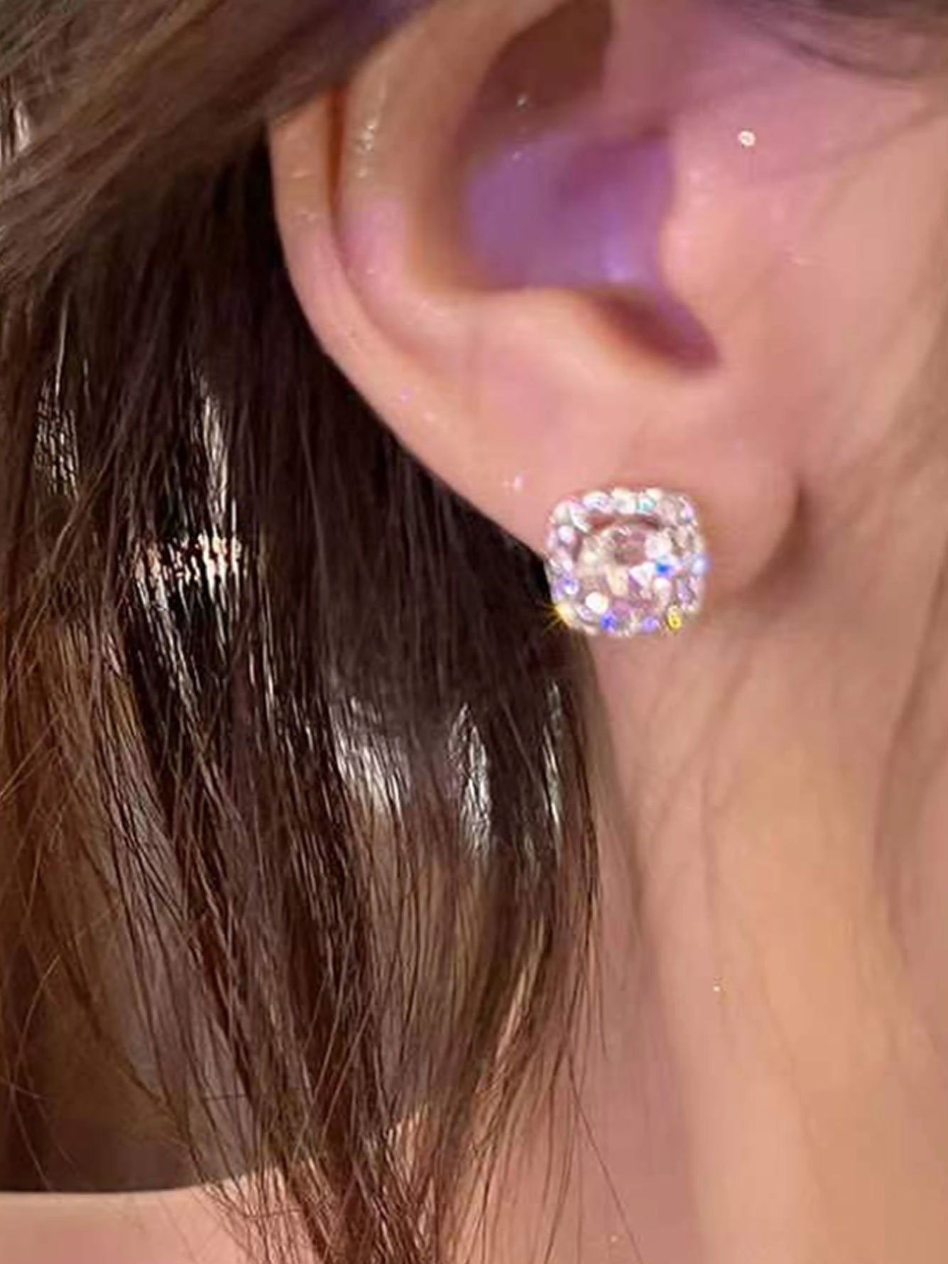 Silver Crystal Stud Earrings