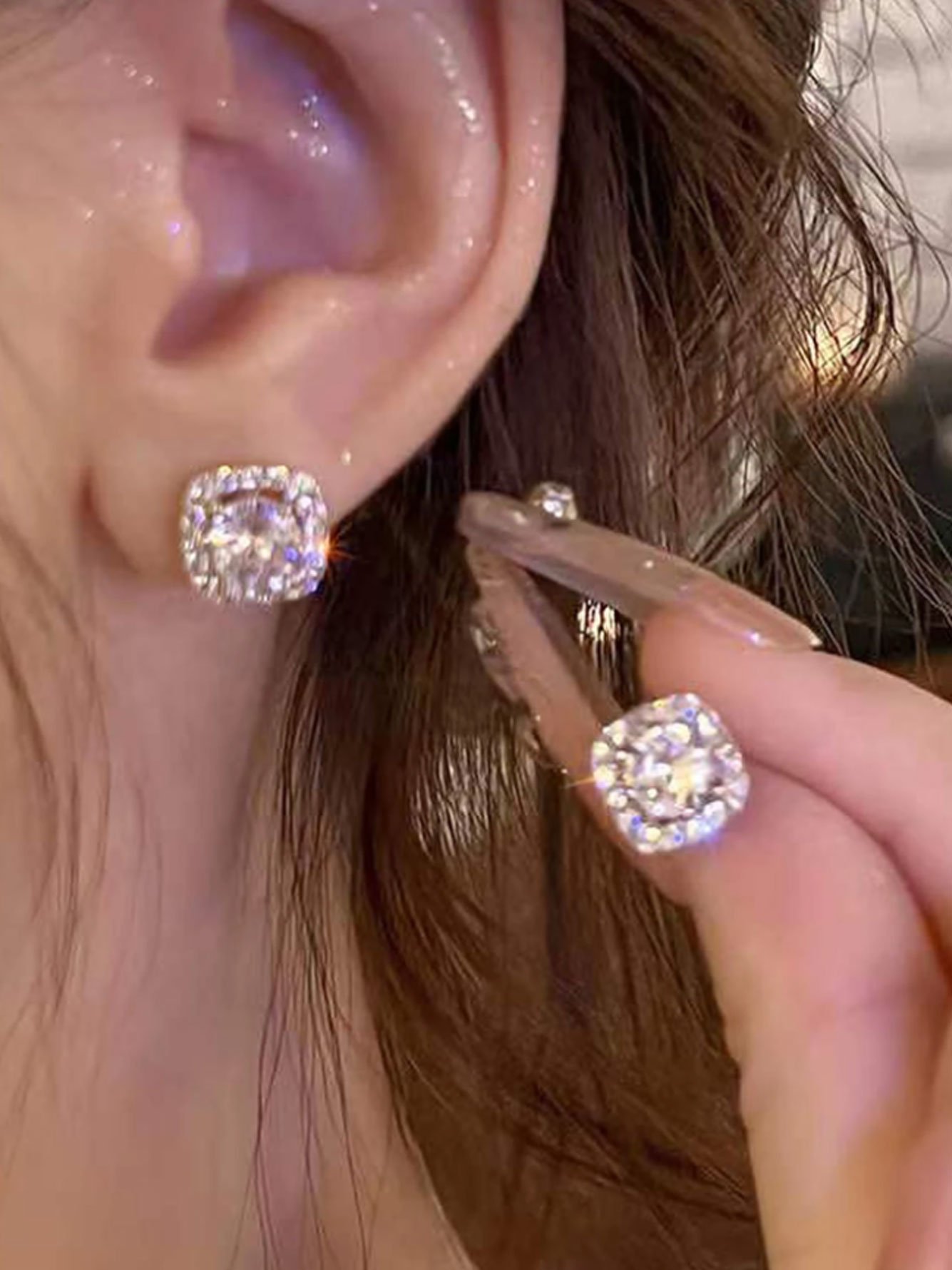 Silver Crystal Stud Earrings