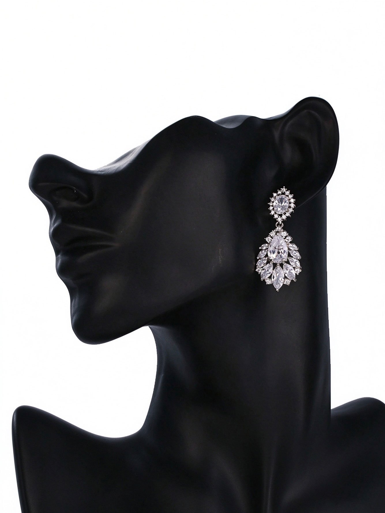 Silver Crystal Danglers Earrings