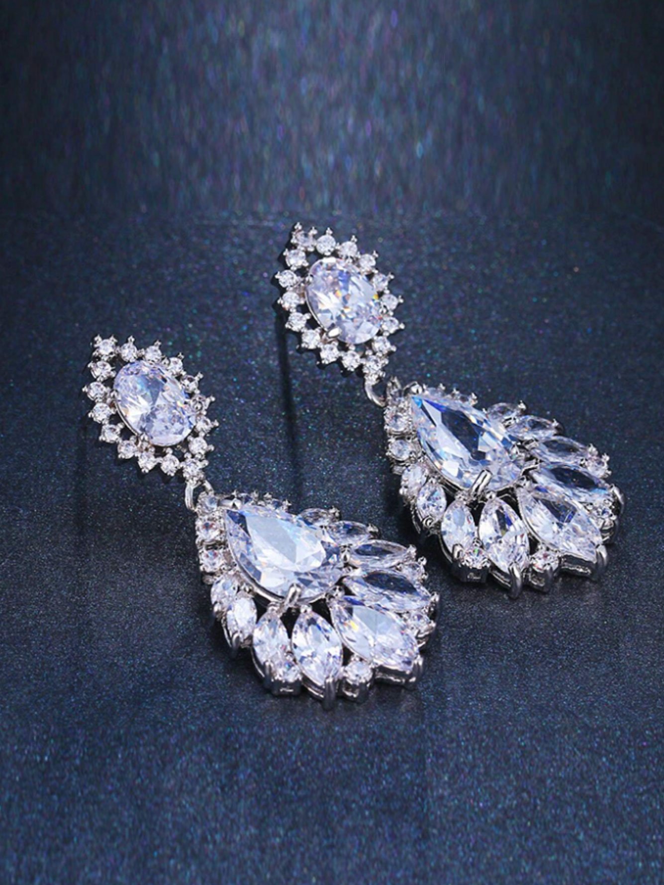Silver Crystal Danglers Earrings