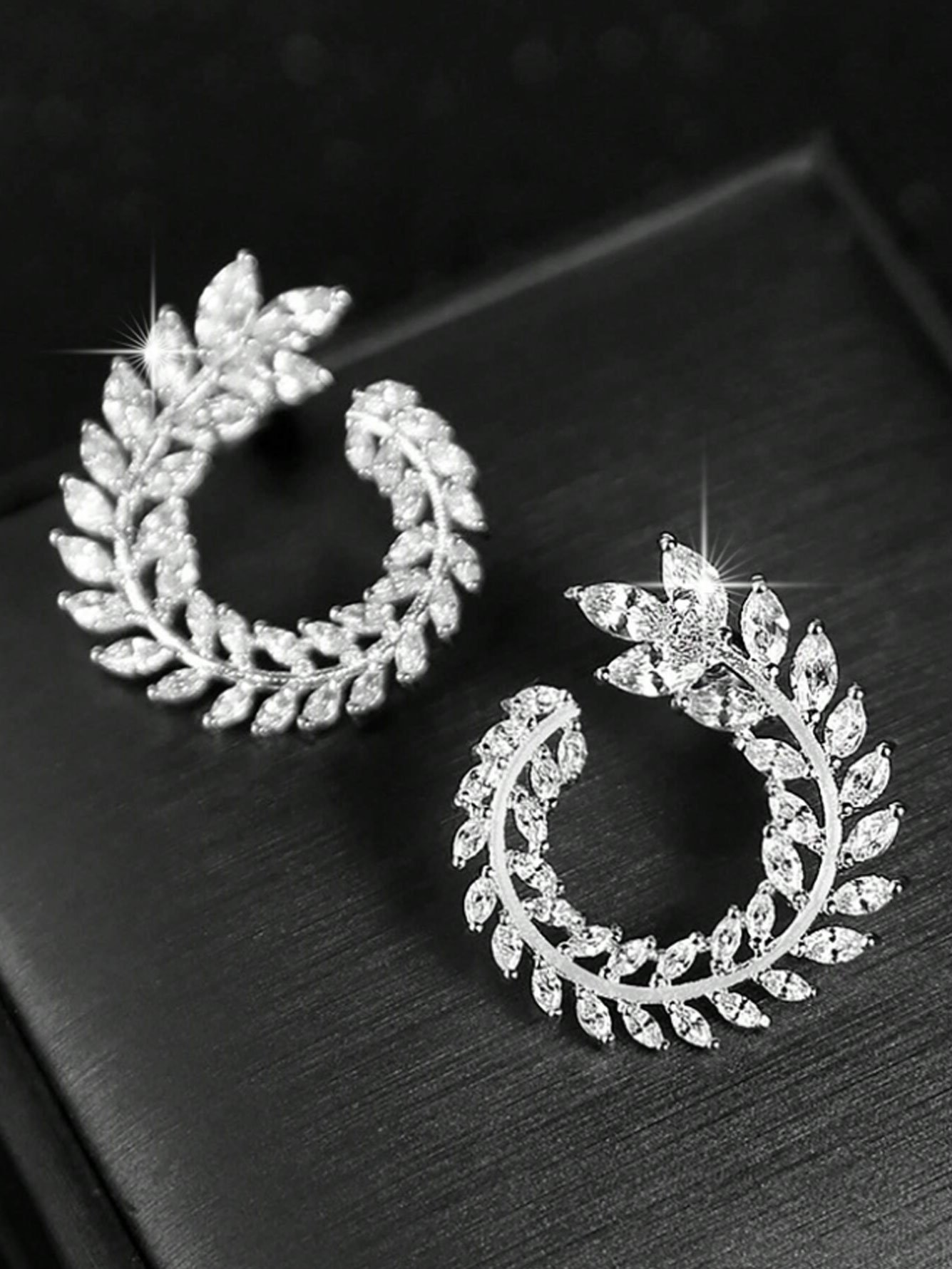 Set of 2 Silver Crystal Hoop Earrings