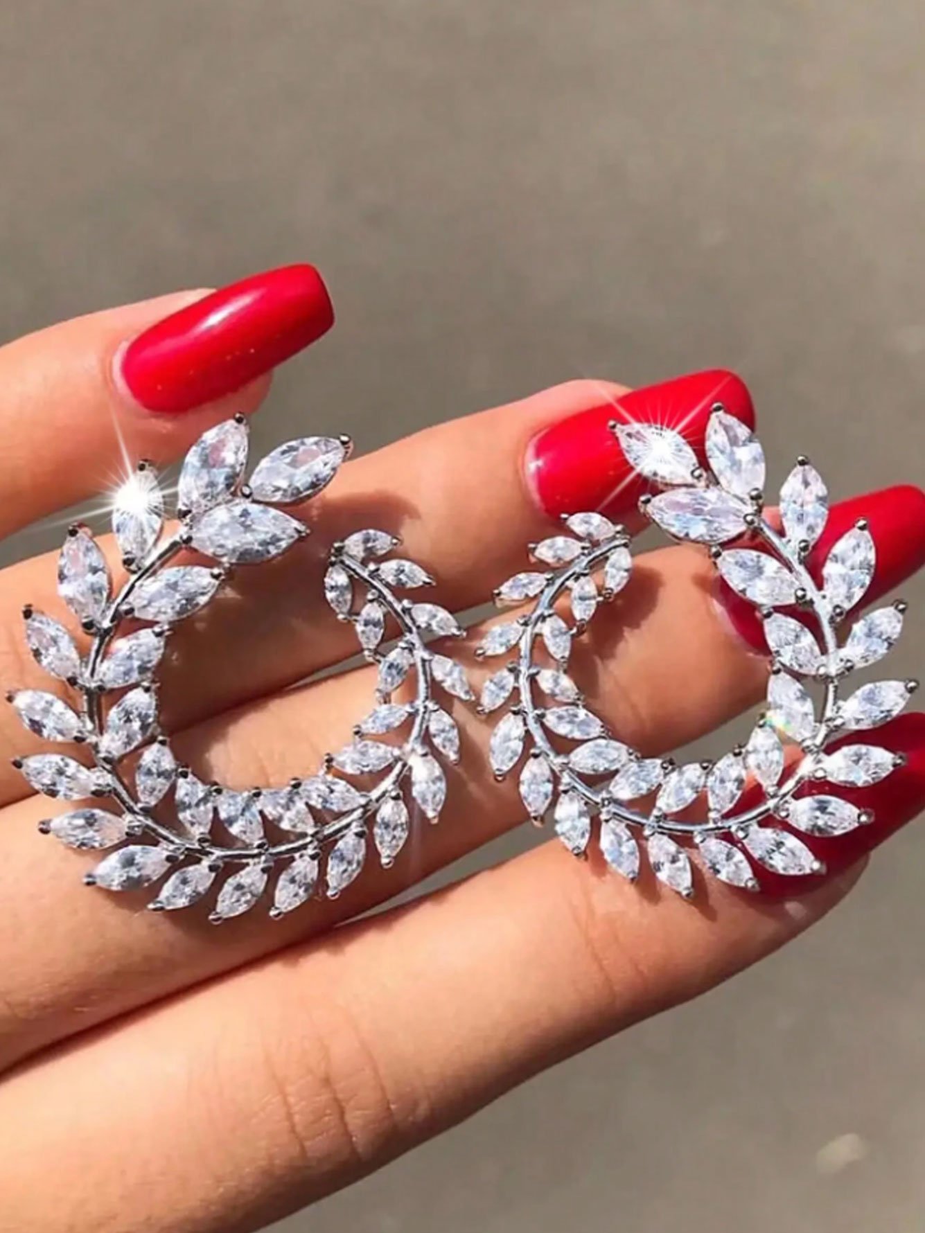 Set of 2 Silver Crystal Hoop Earrings