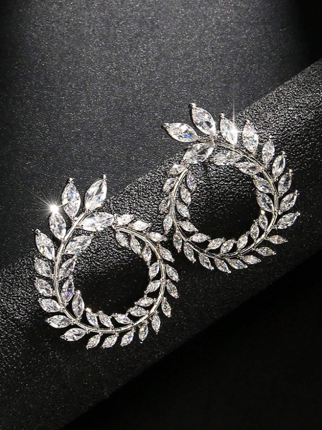 Set of 2 Silver Crystal Hoop Earrings