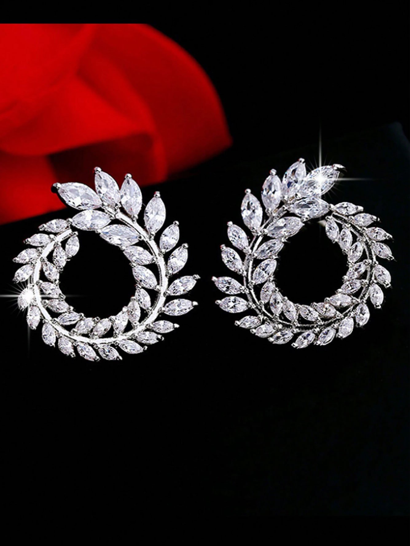 Set of 2 Silver Crystal Hoop Earrings