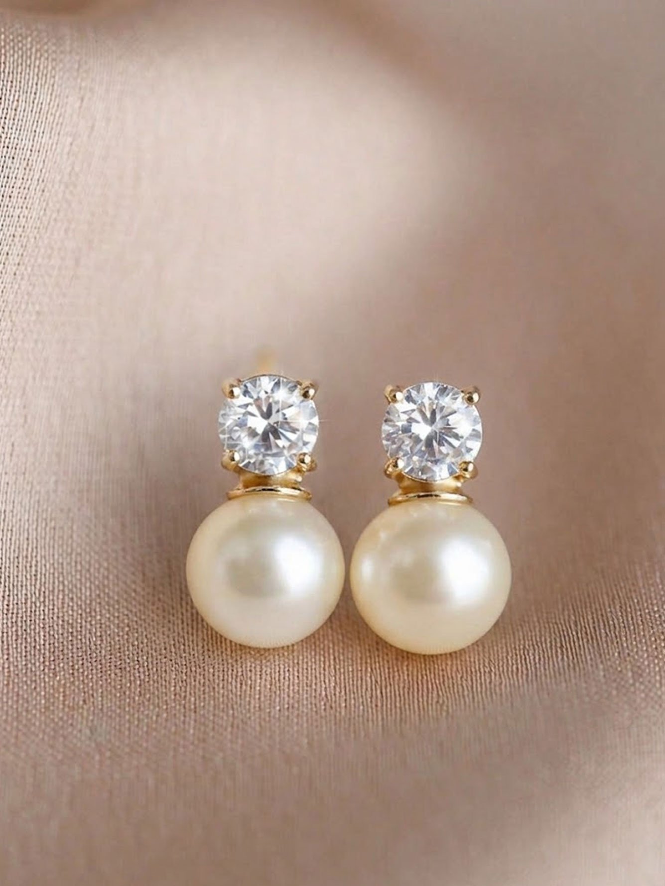 Gold Pearl Danglers Earrings