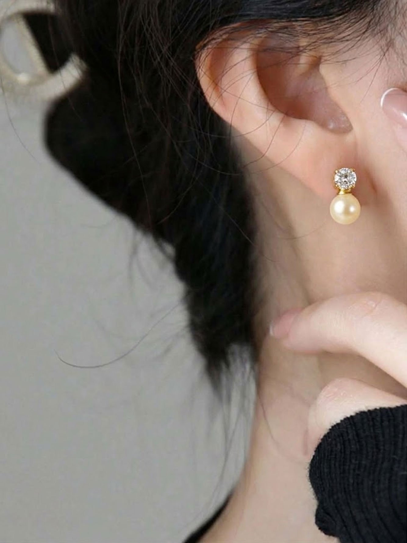 Gold Pearl Danglers Earrings