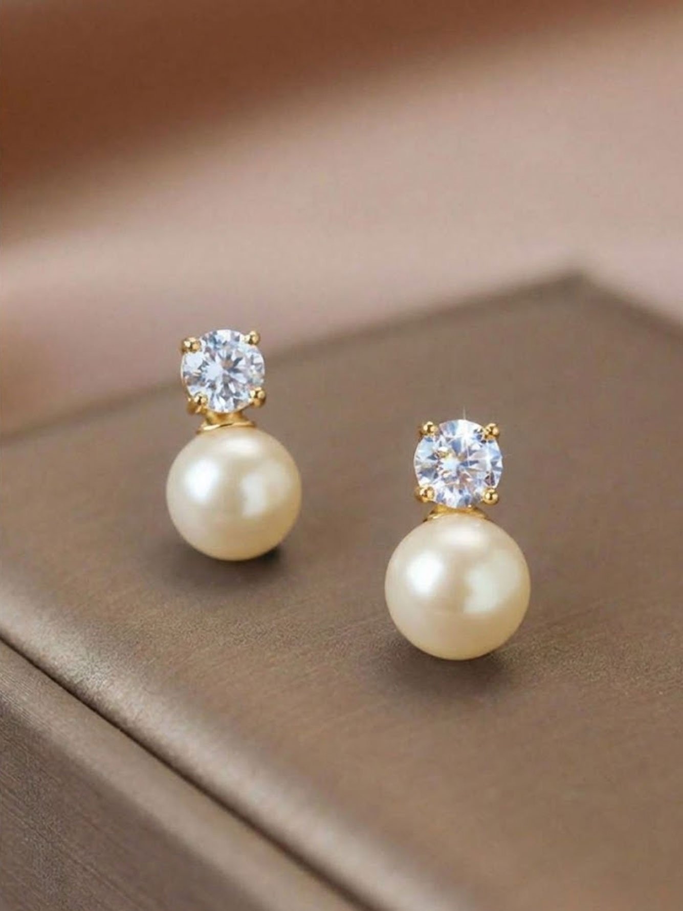 Gold Pearl Danglers Earrings