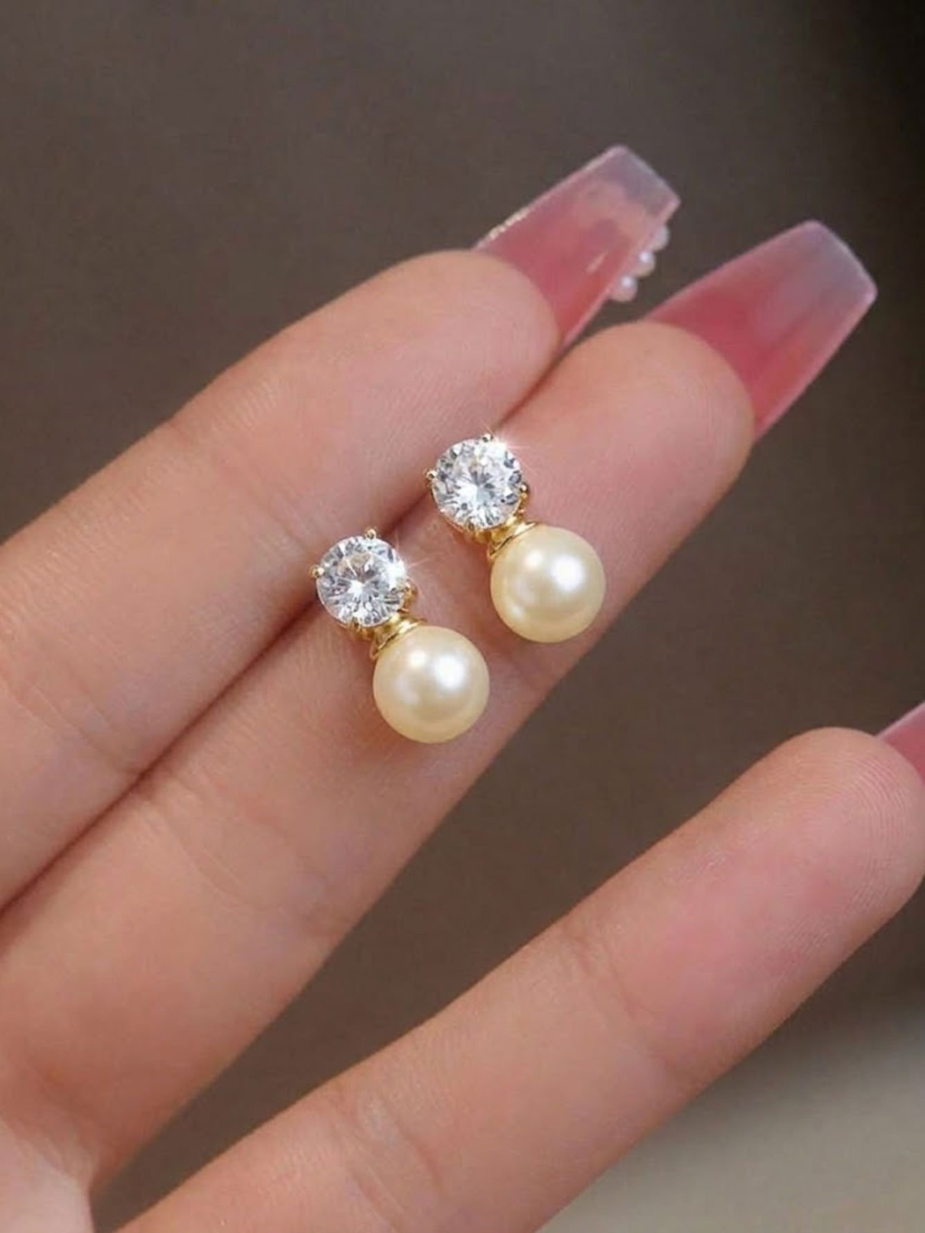 Gold Pearl Danglers Earrings