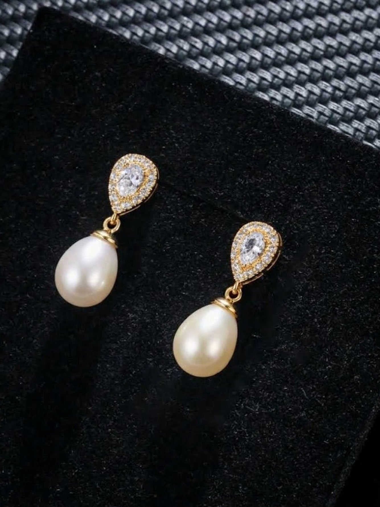 Gold Pearl Danglers Earrings