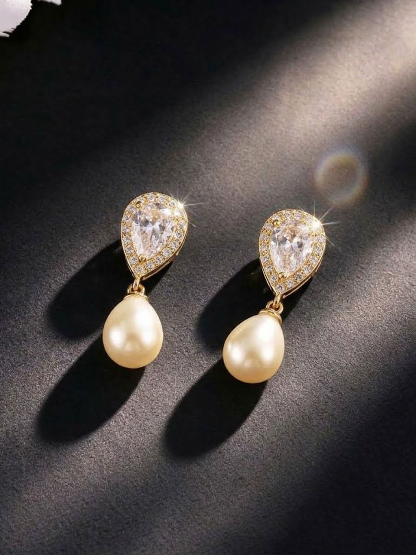 Gold Pearl Danglers Earrings