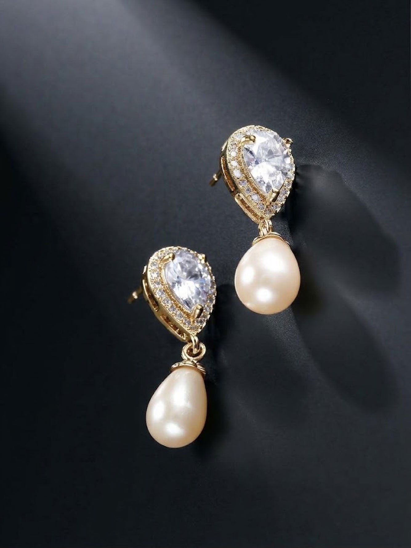 Gold Pearl Danglers Earrings