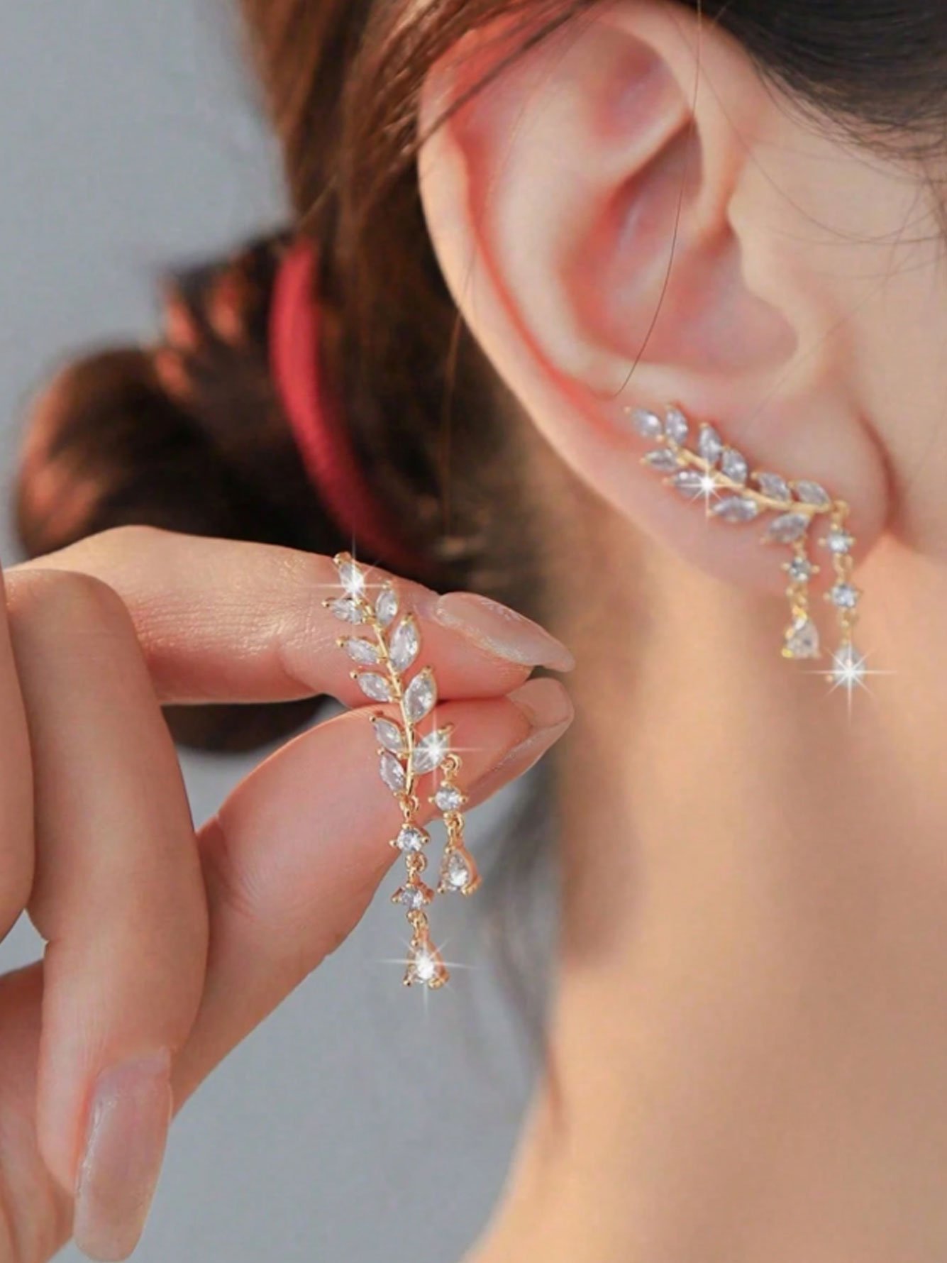 Gold Flower Danglers Earrings
