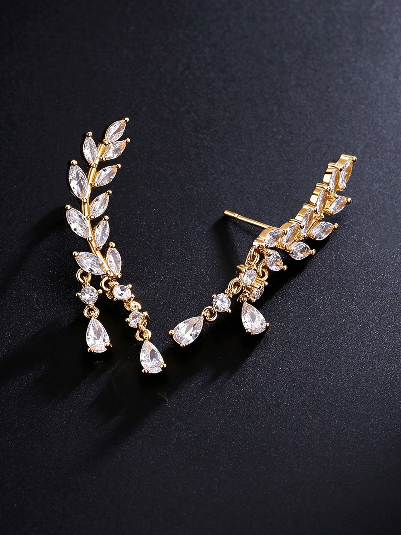 Gold Flower Danglers Earrings