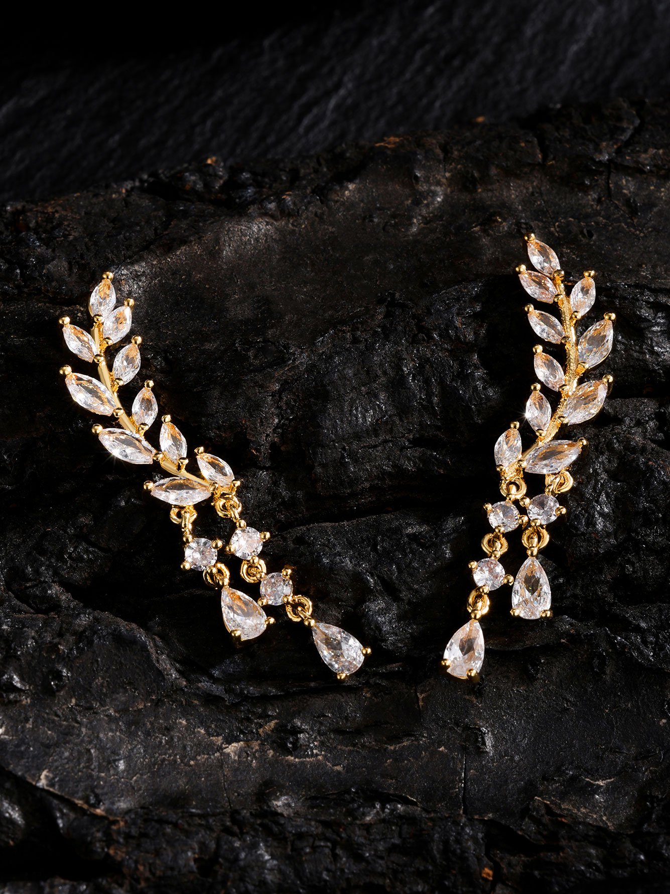 Gold Flower Danglers Earrings