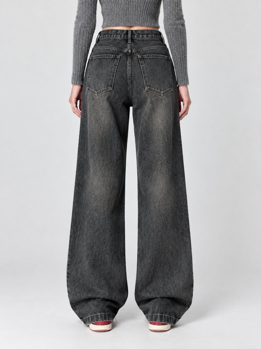 Charcoal Mid Rise Relaxed Jeans