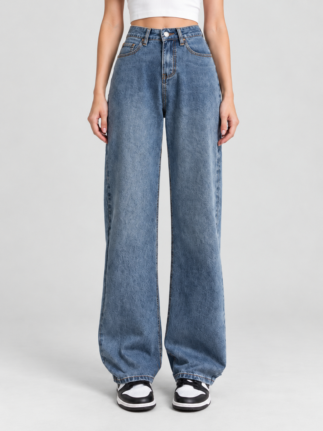 Blue Mid Rise Relaxed Jeans