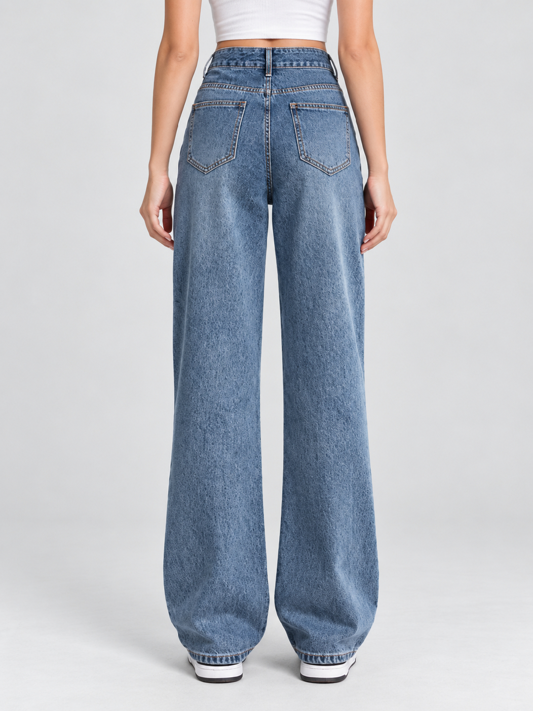 Blue Mid Rise Relaxed Jeans