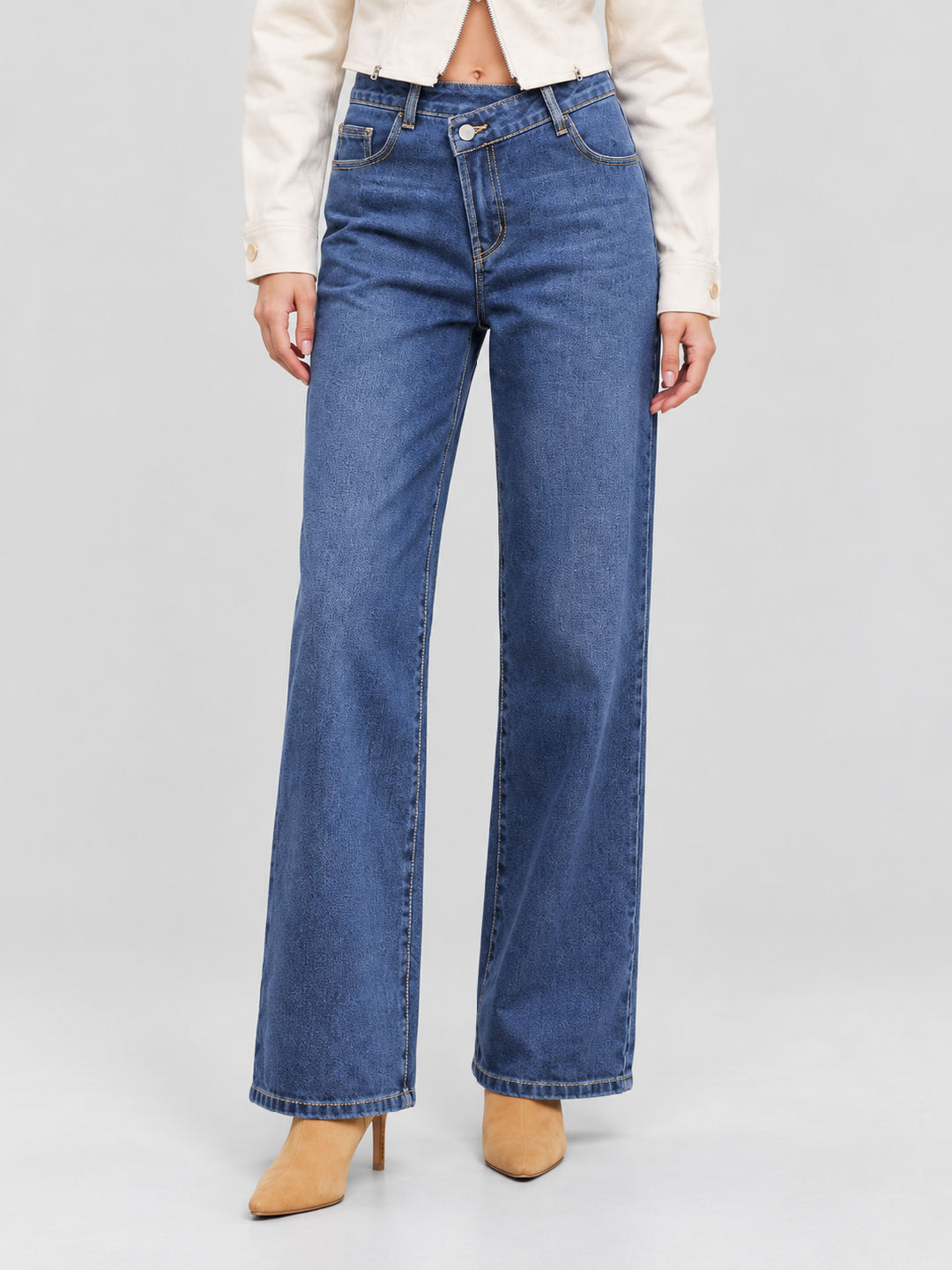 Blue Mid Rise Relaxed Jeans