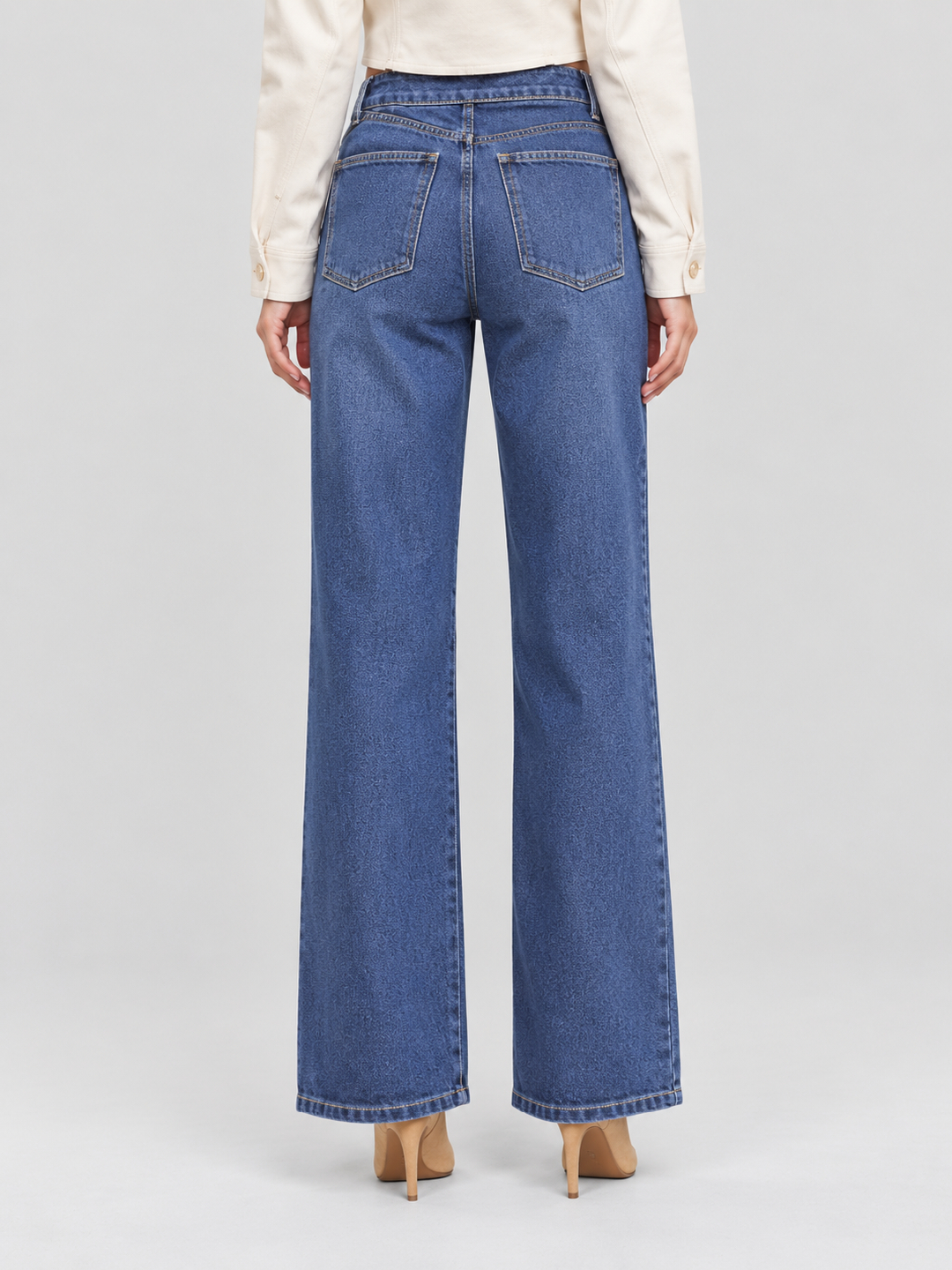 Blue Mid Rise Relaxed Jeans