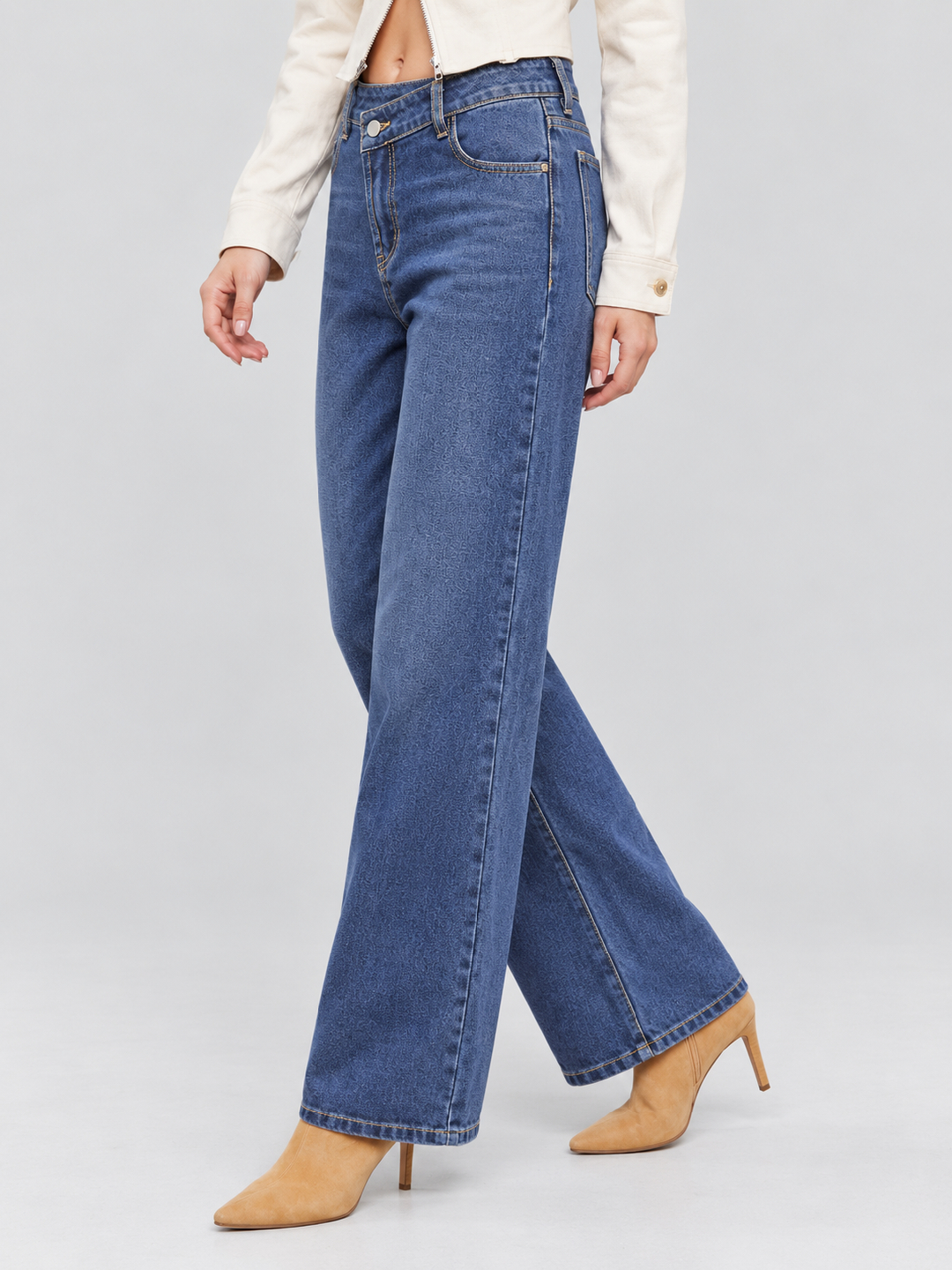 Blue Mid Rise Relaxed Jeans