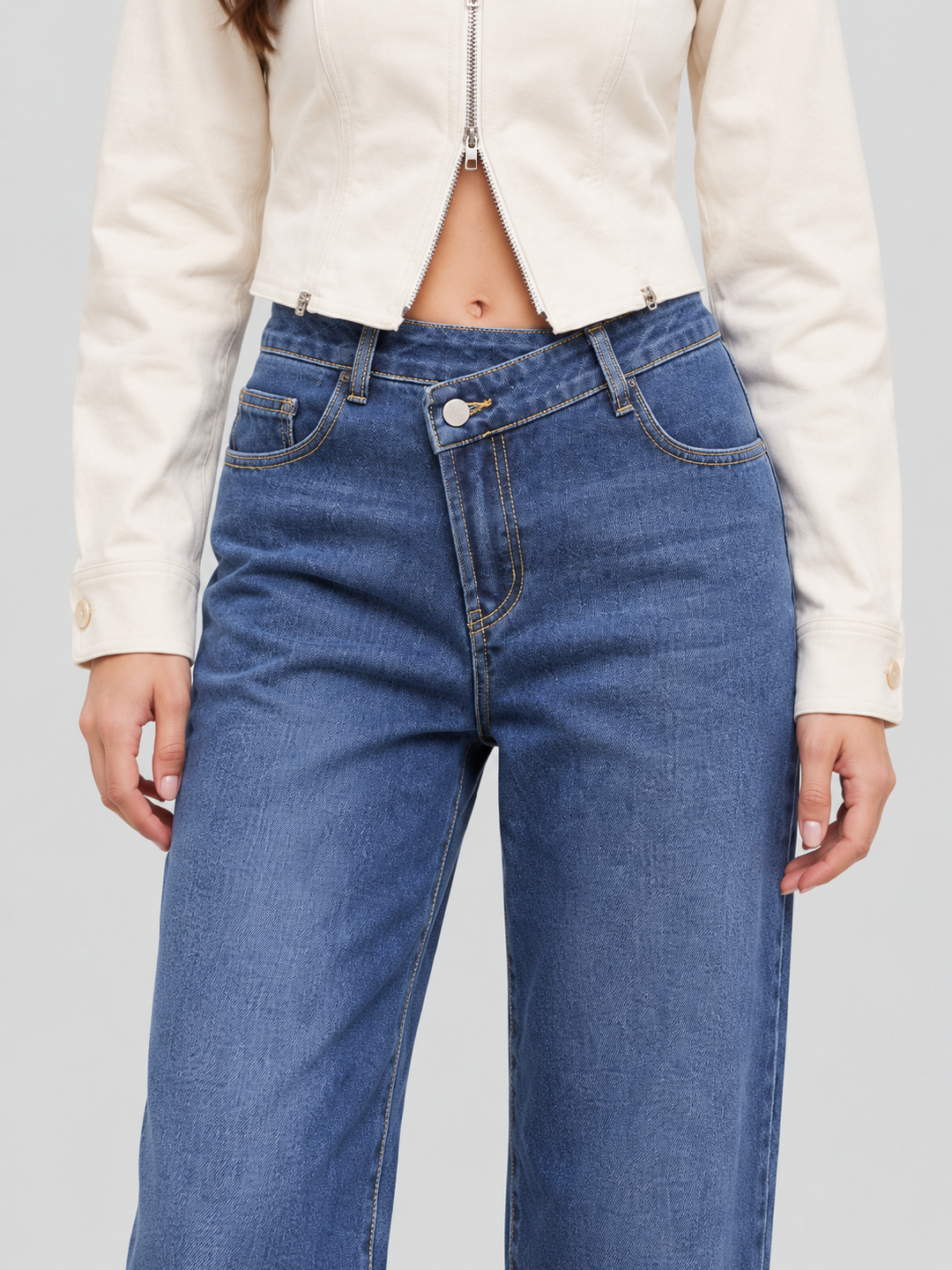 Blue Mid Rise Relaxed Jeans