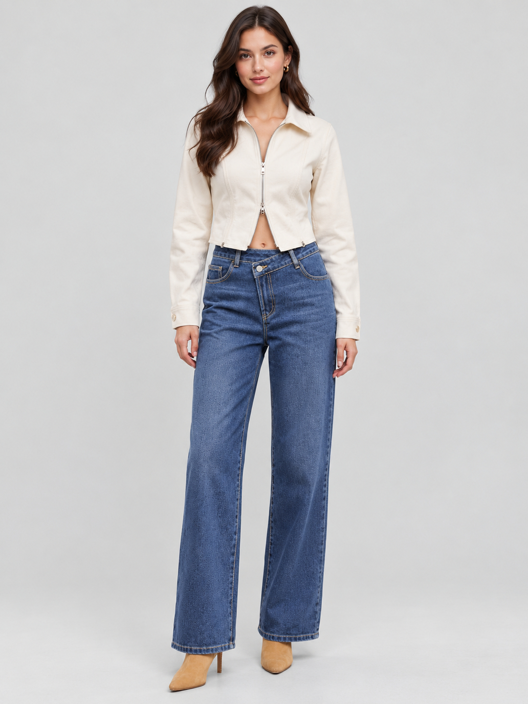 Blue Mid Rise Relaxed Jeans